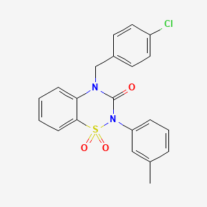 molecular formula C21H17ClN2O3S B6521965 4-[(4-chlorophenyl)methyl]-2-(3-methylphenyl)-3,4-dihydro-2H-1lambda6,2,4-benzothiadiazine-1,1,3-trione CAS No. 896682-99-8