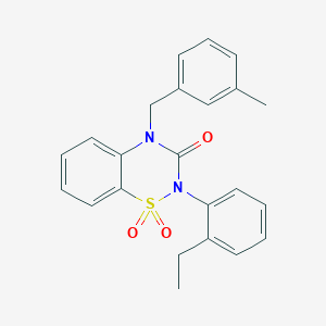 molecular formula C23H22N2O3S B6521970 2-(2-ethylphenyl)-4-[(3-methylphenyl)methyl]-3,4-dihydro-2H-1lambda6,2,4-benzothiadiazine-1,1,3-trione CAS No. 896701-66-9