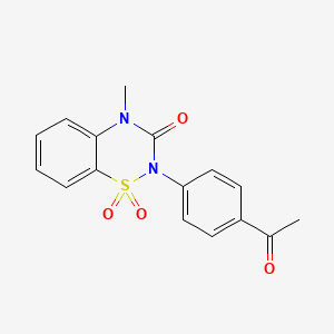 molecular formula C16H14N2O4S B6521985 2-(4-acetylphenyl)-4-methyl-3,4-dihydro-2H-1??,2,4-benzothiadiazine-1,1,3-trione CAS No. 932991-32-7