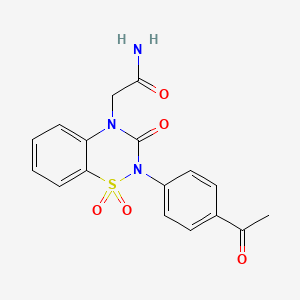 molecular formula C17H15N3O5S B6521987 2-[2-(4-acetylphenyl)-1,1,3-trioxo-3,4-dihydro-2H-1??,2,4-benzothiadiazin-4-yl]acetamide CAS No. 896702-07-1