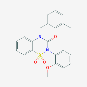 molecular formula C22H20N2O4S B6521996 2-(2-methoxyphenyl)-4-[(3-methylphenyl)methyl]-3,4-dihydro-2H-1lambda6,2,4-benzothiadiazine-1,1,3-trione CAS No. 951540-43-5