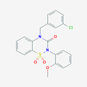 molecular formula C21H17ClN2O4S B6522005 4-[(3-chlorophenyl)methyl]-2-(2-methoxyphenyl)-3,4-dihydro-2H-1lambda6,2,4-benzothiadiazine-1,1,3-trione CAS No. 951460-05-2