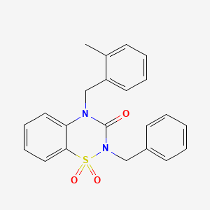 molecular formula C22H20N2O3S B6522028 2-benzyl-4-[(2-methylphenyl)methyl]-3,4-dihydro-2H-1lambda6,2,4-benzothiadiazine-1,1,3-trione CAS No. 951460-24-5