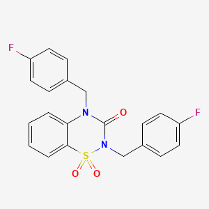 molecular formula C21H16F2N2O3S B6522029 2,4-bis[(4-fluorophenyl)methyl]-3,4-dihydro-2H-1lambda6,2,4-benzothiadiazine-1,1,3-trione CAS No. 951540-55-9
