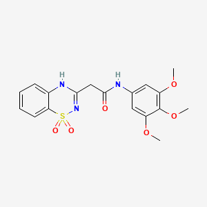 molecular formula C18H19N3O6S B6522034 2-(1,1-dioxo-2H-1lambda6,2,4-benzothiadiazin-3-yl)-N-(3,4,5-trimethoxyphenyl)acetamide CAS No. 896684-07-4