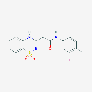molecular formula C16H14FN3O3S B6522036 2-(1,1-dioxo-2H-1lambda6,2,4-benzothiadiazin-3-yl)-N-(3-fluoro-4-methylphenyl)acetamide CAS No. 951460-32-5