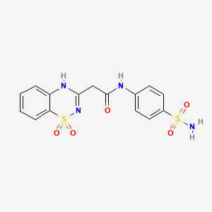 molecular formula C15H14N4O5S2 B6522055 2-(1,1-dioxo-2H-1lambda6,2,4-benzothiadiazin-3-yl)-N-(4-sulfamoylphenyl)acetamide CAS No. 950452-19-4