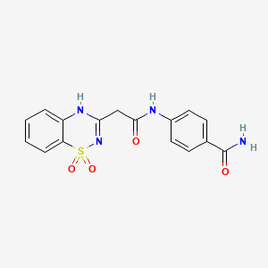 molecular formula C16H14N4O4S B6522121 4-[2-(1,1-dioxo-2H-1lambda6,2,4-benzothiadiazin-3-yl)acetamido]benzamide CAS No. 950452-37-6