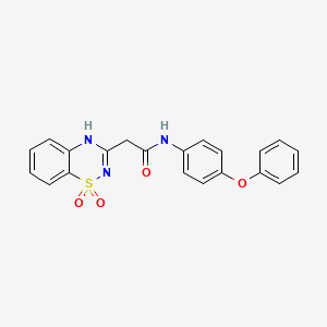 molecular formula C21H17N3O4S B6522129 2-(1,1-dioxo-2H-1lambda6,2,4-benzothiadiazin-3-yl)-N-(4-phenoxyphenyl)acetamide CAS No. 951460-72-3