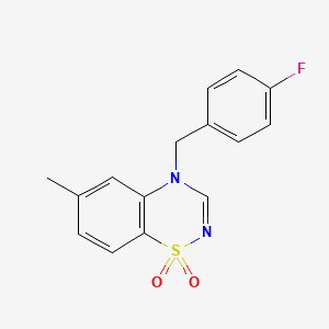 molecular formula C15H13FN2O2S B6522155 4-[(4-fluorophenyl)methyl]-6-methyl-4H-1lambda6,2,4-benzothiadiazine-1,1-dione CAS No. 951460-88-1