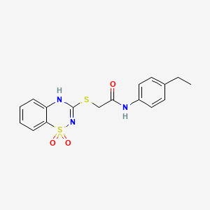 molecular formula C17H17N3O3S2 B6522189 2-[(1,1-dioxo-4H-1lambda6,2,4-benzothiadiazin-3-yl)sulfanyl]-N-(4-ethylphenyl)acetamide CAS No. 886953-44-2
