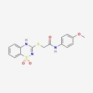molecular formula C16H15N3O4S2 B6522197 2-[(1,1-dioxo-4H-1lambda6,2,4-benzothiadiazin-3-yl)sulfanyl]-N-(4-methoxyphenyl)acetamide CAS No. 886954-59-2