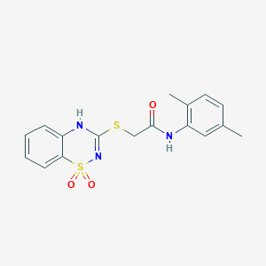 molecular formula C17H17N3O3S2 B6522210 N-(2,5-dimethylphenyl)-2-[(1,1-dioxo-4H-1lambda6,2,4-benzothiadiazin-3-yl)sulfanyl]acetamide CAS No. 886953-09-9