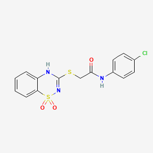 molecular formula C15H12ClN3O3S2 B6522215 N-(4-chlorophenyl)-2-[(1,1-dioxo-4H-1lambda6,2,4-benzothiadiazin-3-yl)sulfanyl]acetamide CAS No. 886953-89-5