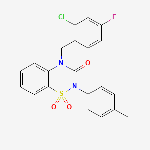 molecular formula C22H18ClFN2O3S B6522230 4-[(2-chloro-4-fluorophenyl)methyl]-2-(4-ethylphenyl)-3,4-dihydro-2H-1lambda6,2,4-benzothiadiazine-1,1,3-trione CAS No. 932992-03-5