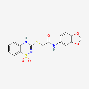 molecular formula C16H13N3O5S2 B6522255 N-(2H-1,3-benzodioxol-5-yl)-2-[(1,1-dioxo-4H-1lambda6,2,4-benzothiadiazin-3-yl)sulfanyl]acetamide CAS No. 886955-09-5