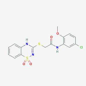 molecular formula C16H14ClN3O4S2 B6522265 N-(5-chloro-2-methoxyphenyl)-2-[(1,1-dioxo-4H-1lambda6,2,4-benzothiadiazin-3-yl)sulfanyl]acetamide CAS No. 886954-39-8