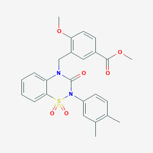 molecular formula C25H24N2O6S B6522273 methyl 3-{[2-(3,4-dimethylphenyl)-1,1,3-trioxo-3,4-dihydro-2H-1lambda6,2,4-benzothiadiazin-4-yl]methyl}-4-methoxybenzoate CAS No. 951554-63-5
