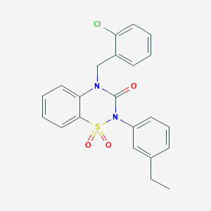 molecular formula C22H19ClN2O3S B6522305 4-[(2-chlorophenyl)methyl]-2-(3-ethylphenyl)-3,4-dihydro-2H-1lambda6,2,4-benzothiadiazine-1,1,3-trione CAS No. 950454-51-0