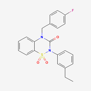 molecular formula C22H19FN2O3S B6522313 2-(3-ethylphenyl)-4-[(4-fluorophenyl)methyl]-3,4-dihydro-2H-1lambda6,2,4-benzothiadiazine-1,1,3-trione CAS No. 946322-37-8