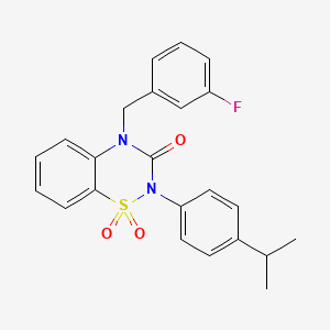 molecular formula C23H21FN2O3S B6522320 4-[(3-fluorophenyl)methyl]-2-[4-(propan-2-yl)phenyl]-3,4-dihydro-2H-1lambda6,2,4-benzothiadiazine-1,1,3-trione CAS No. 951520-02-8