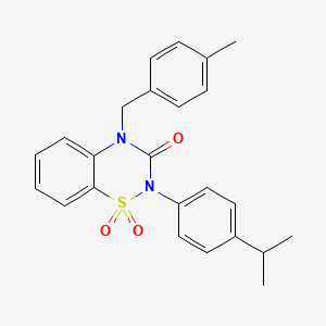 molecular formula C24H24N2O3S B6522324 4-[(4-methylphenyl)methyl]-2-[4-(propan-2-yl)phenyl]-3,4-dihydro-2H-1lambda6,2,4-benzothiadiazine-1,1,3-trione CAS No. 933026-40-5