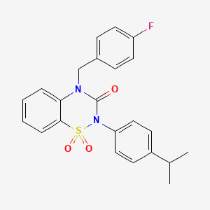molecular formula C23H21FN2O3S B6522330 4-[(4-fluorophenyl)methyl]-2-[4-(propan-2-yl)phenyl]-3,4-dihydro-2H-1lambda6,2,4-benzothiadiazine-1,1,3-trione CAS No. 950454-61-2
