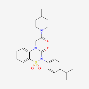 4-[2-(4-methylpiperidin-1-yl)-2-oxoethyl]-2-[4-(propan-2-yl)phenyl]-3,4-dihydro-2H-1lambda6,2,4-benzothiadiazine-1,1,3-trione