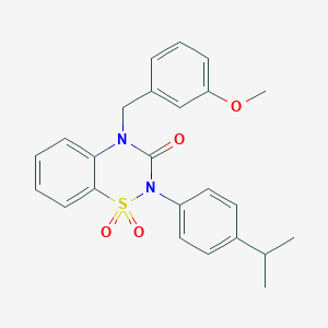 molecular formula C24H24N2O4S B6522344 4-[(3-methoxyphenyl)methyl]-2-[4-(propan-2-yl)phenyl]-3,4-dihydro-2H-1lambda6,2,4-benzothiadiazine-1,1,3-trione CAS No. 951520-05-1