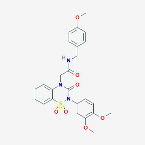 molecular formula C25H25N3O7S B6522373 2-[2-(3,4-dimethoxyphenyl)-1,1,3-trioxo-3,4-dihydro-2H-1lambda6,2,4-benzothiadiazin-4-yl]-N-[(4-methoxyphenyl)methyl]acetamide CAS No. 951520-23-3