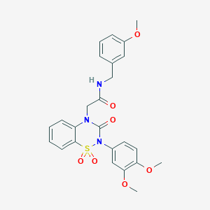 molecular formula C25H25N3O7S B6522380 2-[2-(3,4-dimethoxyphenyl)-1,1,3-trioxo-3,4-dihydro-2H-1lambda6,2,4-benzothiadiazin-4-yl]-N-[(3-methoxyphenyl)methyl]acetamide CAS No. 951569-00-9