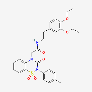 molecular formula C28H31N3O6S B6522383 N-[2-(3,4-diethoxyphenyl)ethyl]-2-[2-(4-methylphenyl)-1,1,3-trioxo-3,4-dihydro-2H-1lambda6,2,4-benzothiadiazin-4-yl]acetamide CAS No. 933235-60-0