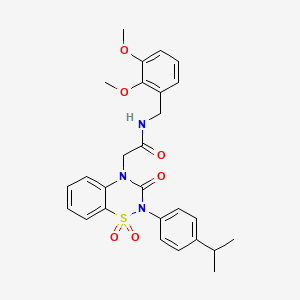 molecular formula C27H29N3O6S B6522390 N-[(2,3-dimethoxyphenyl)methyl]-2-{1,1,3-trioxo-2-[4-(propan-2-yl)phenyl]-3,4-dihydro-2H-1lambda6,2,4-benzothiadiazin-4-yl}acetamide CAS No. 951486-80-9