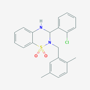 molecular formula C22H21ClN2O2S B6522398 3-(2-chlorophenyl)-2-[(2,5-dimethylphenyl)methyl]-3,4-dihydro-2H-1lambda6,2,4-benzothiadiazine-1,1-dione CAS No. 932969-87-4