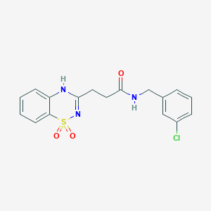 molecular formula C17H16ClN3O3S B6522399 N-[(3-chlorophenyl)methyl]-3-(1,1-dioxo-2H-1lambda6,2,4-benzothiadiazin-3-yl)propanamide CAS No. 946371-64-8