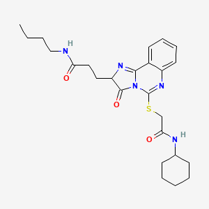 molecular formula C25H33N5O3S B6522410 N-butyl-3-(5-{[(cyclohexylcarbamoyl)methyl]sulfanyl}-3-oxo-2H,3H-imidazo[1,2-c]quinazolin-2-yl)propanamide CAS No. 1095323-76-4