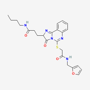 molecular formula C24H27N5O4S B6522411 N-butyl-3-{5-[({[(furan-2-yl)methyl]carbamoyl}methyl)sulfanyl]-3-oxo-2H,3H-imidazo[1,2-c]quinazolin-2-yl}propanamide CAS No. 1095323-78-6