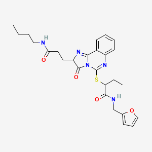 molecular formula C26H31N5O4S B6522419 2-({2-[2-(butylcarbamoyl)ethyl]-3-oxo-2H,3H-imidazo[1,2-c]quinazolin-5-yl}sulfanyl)-N-[(furan-2-yl)methyl]butanamide CAS No. 1095323-86-6