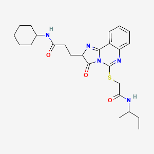 molecular formula C25H33N5O3S B6522439 3-[5-({[(butan-2-yl)carbamoyl]methyl}sulfanyl)-3-oxo-2H,3H-imidazo[1,2-c]quinazolin-2-yl]-N-cyclohexylpropanamide CAS No. 1095327-76-6