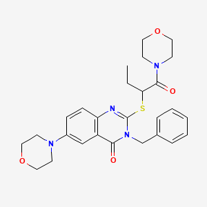 molecular formula C27H32N4O4S B6522443 3-benzyl-6-(morpholin-4-yl)-2-{[1-(morpholin-4-yl)-1-oxobutan-2-yl]sulfanyl}-3,4-dihydroquinazolin-4-one CAS No. 422278-88-4