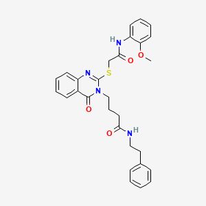 molecular formula C29H30N4O4S B6522449 4-[2-({[(2-methoxyphenyl)carbamoyl]methyl}sulfanyl)-4-oxo-3,4-dihydroquinazolin-3-yl]-N-(2-phenylethyl)butanamide CAS No. 422286-75-7