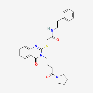 molecular formula C26H30N4O3S B6522472 2-({4-oxo-3-[4-oxo-4-(pyrrolidin-1-yl)butyl]-3,4-dihydroquinazolin-2-yl}sulfanyl)-N-(2-phenylethyl)acetamide CAS No. 422289-25-6