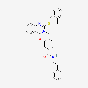 4-[(2-{[(2-methylphenyl)methyl]sulfanyl}-4-oxo-3,4-dihydroquinazolin-3-yl)methyl]-N-(2-phenylethyl)cyclohexane-1-carboxamide