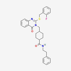 molecular formula C31H32FN3O2S B6522492 4-[(2-{[(2-fluorophenyl)methyl]sulfanyl}-4-oxo-3,4-dihydroquinazolin-3-yl)methyl]-N-(2-phenylethyl)cyclohexane-1-carboxamide CAS No. 422292-15-7