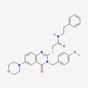 molecular formula C30H32N4O4S B6522500 2-({3-[(4-methoxyphenyl)methyl]-6-(morpholin-4-yl)-4-oxo-3,4-dihydroquinazolin-2-yl}sulfanyl)-N-(2-phenylethyl)acetamide CAS No. 689771-44-6