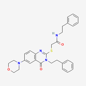 molecular formula C30H32N4O3S B6522511 2-{[6-(morpholin-4-yl)-4-oxo-3-(2-phenylethyl)-3,4-dihydroquinazolin-2-yl]sulfanyl}-N-(2-phenylethyl)acetamide CAS No. 689758-18-7