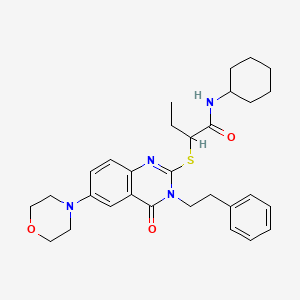 molecular formula C30H38N4O3S B6522516 N-cyclohexyl-2-{[6-(morpholin-4-yl)-4-oxo-3-(2-phenylethyl)-3,4-dihydroquinazolin-2-yl]sulfanyl}butanamide CAS No. 689760-01-8
