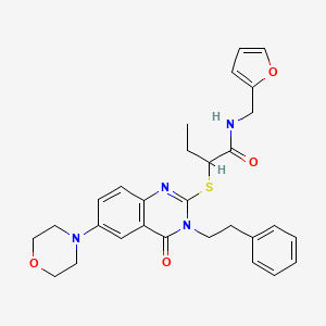 molecular formula C29H32N4O4S B6522522 N-[(furan-2-yl)methyl]-2-{[6-(morpholin-4-yl)-4-oxo-3-(2-phenylethyl)-3,4-dihydroquinazolin-2-yl]sulfanyl}butanamide CAS No. 689759-83-9