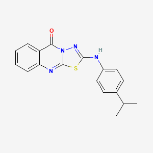 molecular formula C18H16N4OS B6522535 2-{[4-(propan-2-yl)phenyl]amino}-5H-[1,3,4]thiadiazolo[2,3-b]quinazolin-5-one CAS No. 896702-83-3