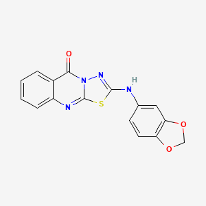 molecular formula C16H10N4O3S B6522543 2-[(2H-1,3-benzodioxol-5-yl)amino]-5H-[1,3,4]thiadiazolo[2,3-b]quinazolin-5-one CAS No. 933027-08-8